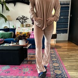 Women's Tan Velour co-ord Jumpsuit